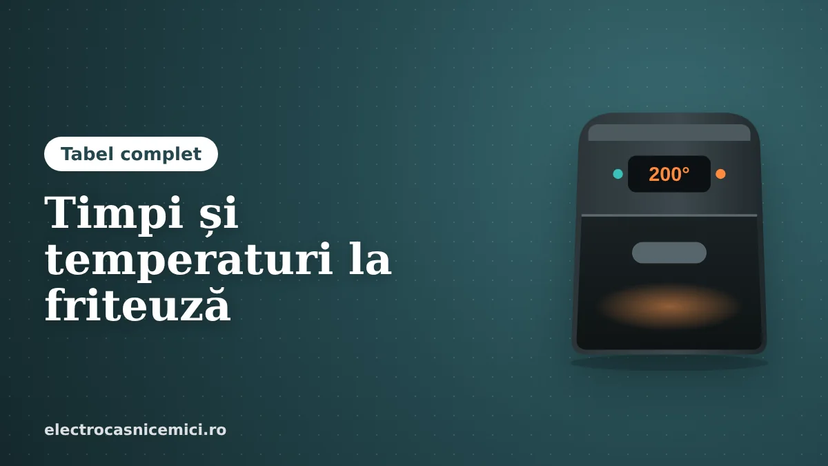 Timpi și temperaturi pentru friteuza cu aer cald (tabel complet)